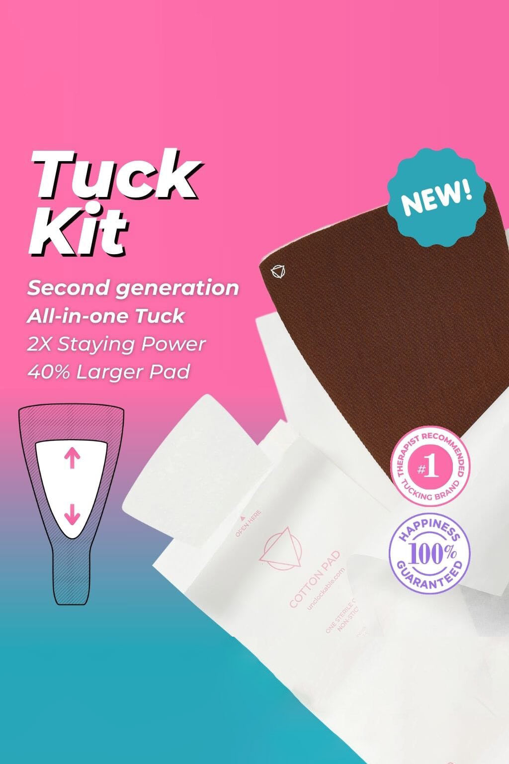 T-Tape Tuck Kit 2 with brown textured fabric and white cotton pad packaging
