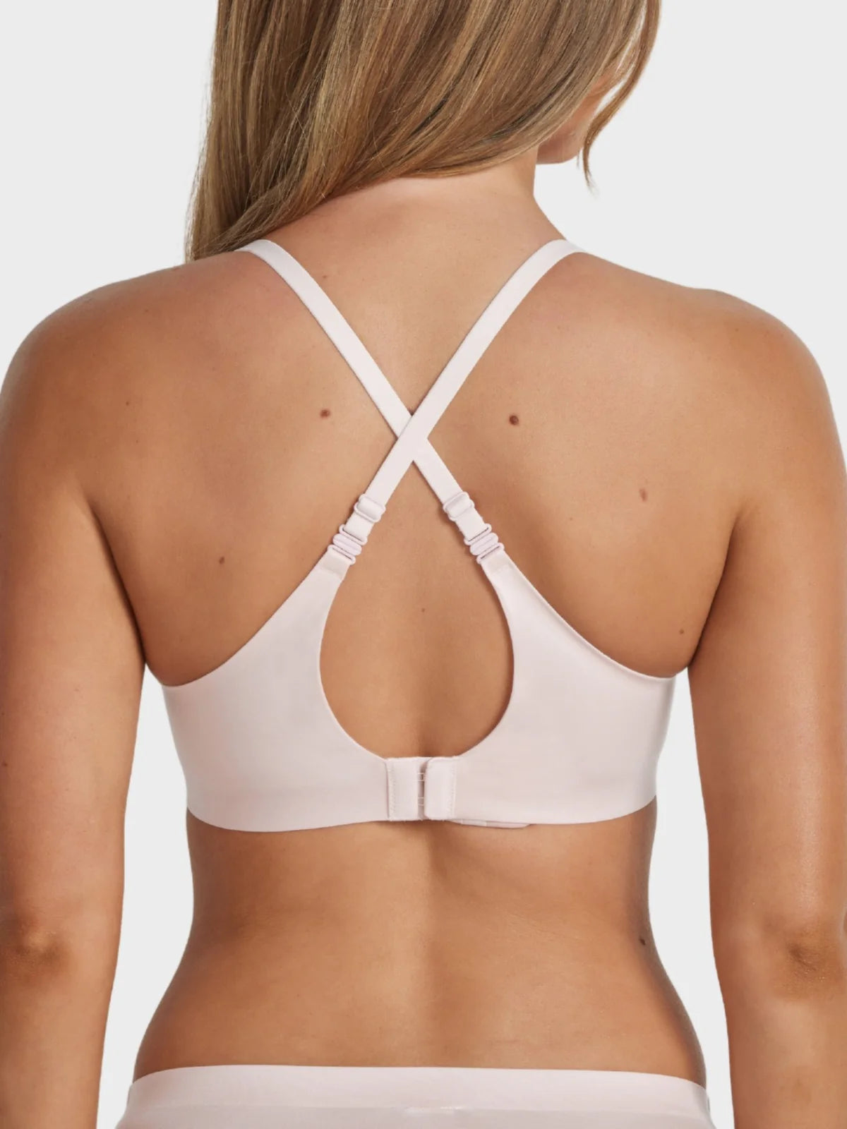 Ultrasoft T Shirt Bra white underwire with crisscross back straps keyhole