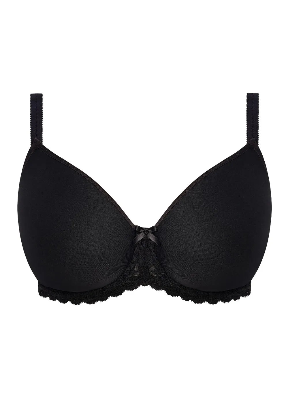 Black underwire quin cameo uw moulded spacer bra with lace trim and adjustable straps for comfortable support