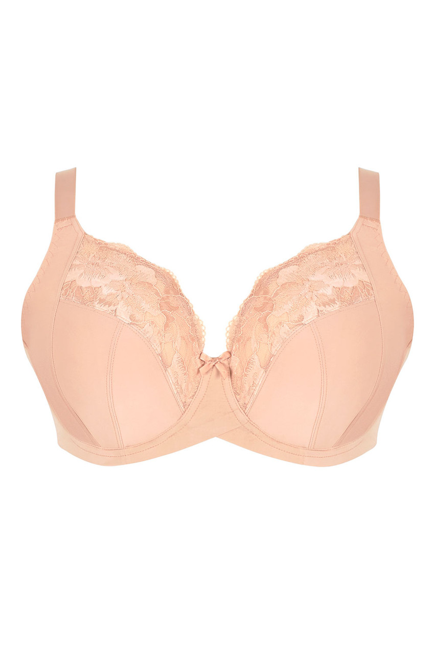 Amara Full Cup beige lace-trimmed underwire bra with bow