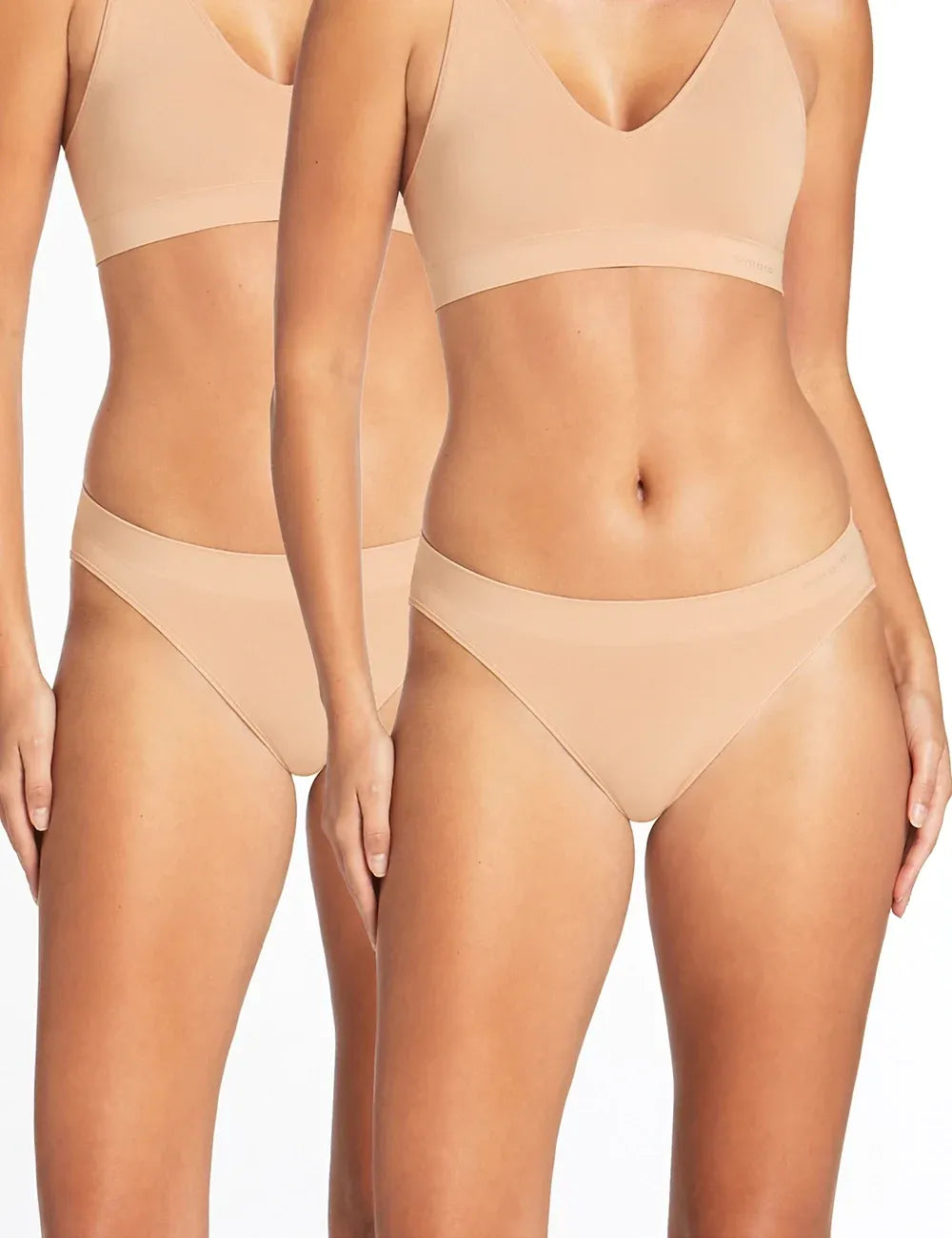 Purebasics bikini brief 2 pack beige seamless briefs with smooth stretchy fabric and flattering v neckline top
