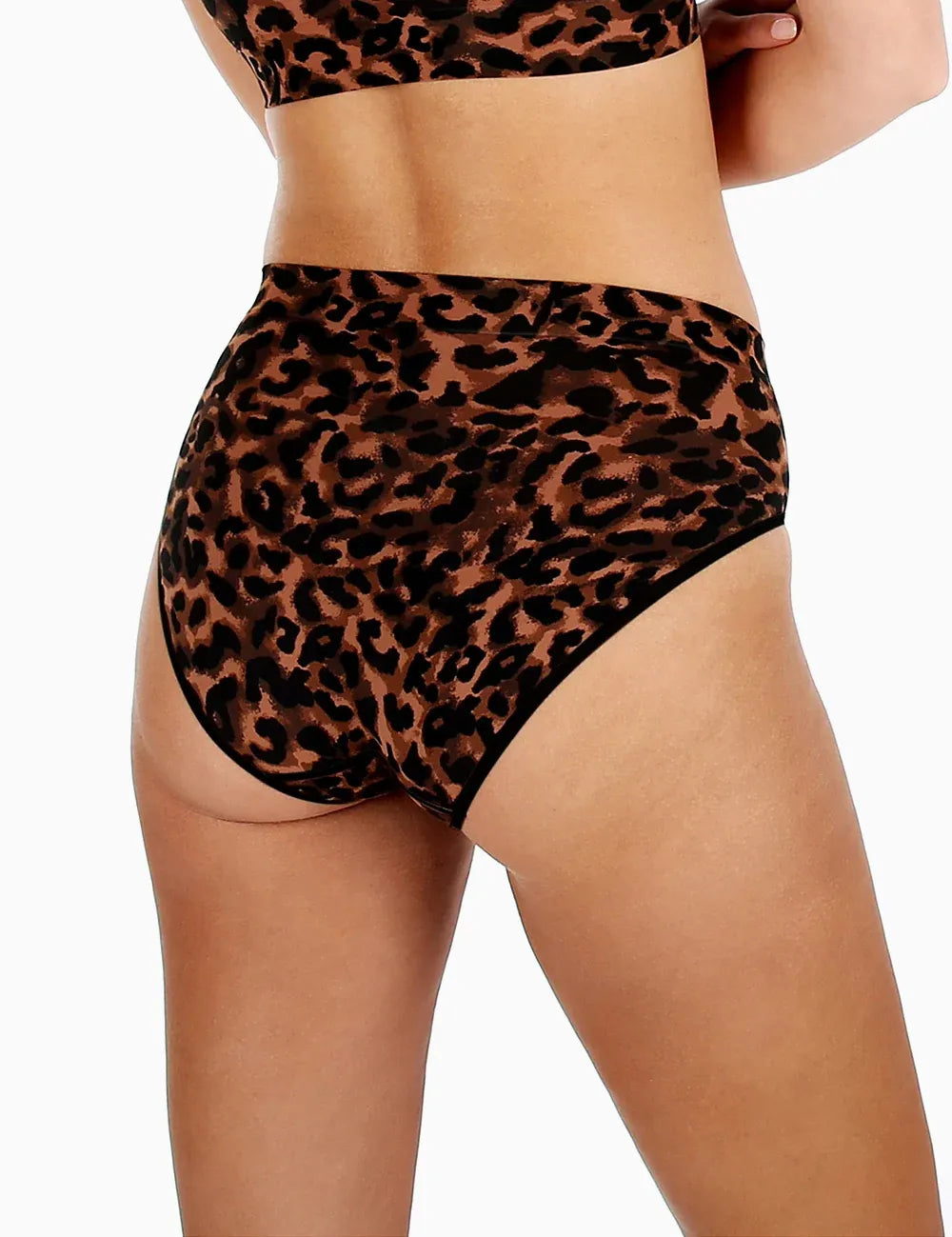 Bondi bare hi cut brown and black leopard-print high-waisted briefs in sheer stretchy fabric