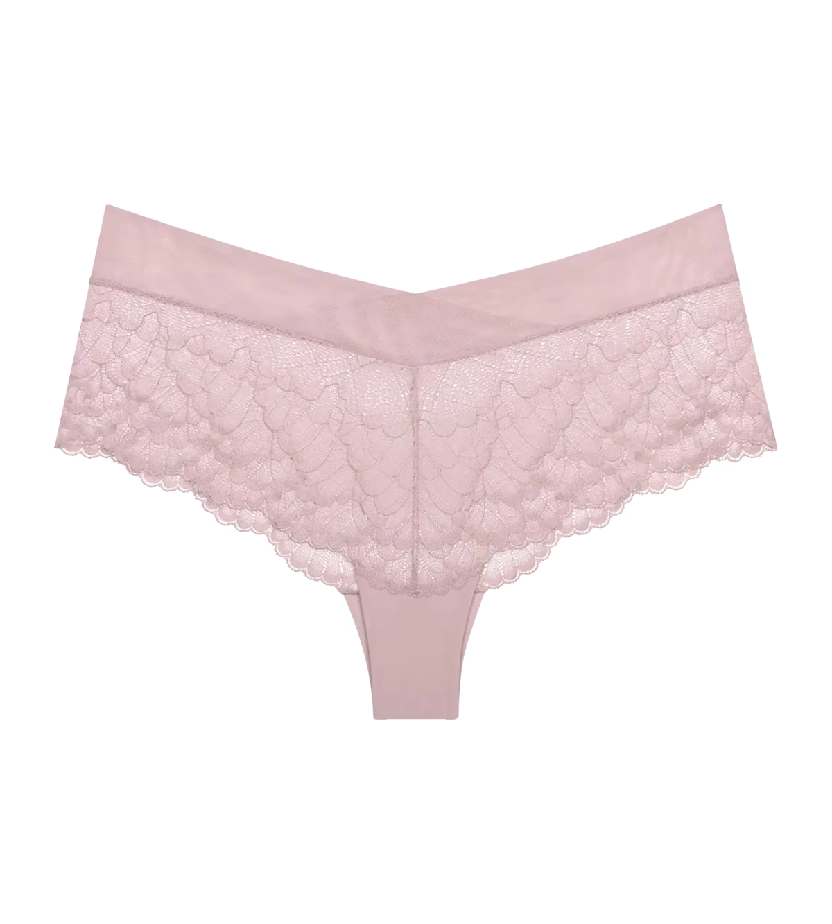 Love in Lace shorty delicate pink lace thong with soft floral pattern and smooth elastic waistband