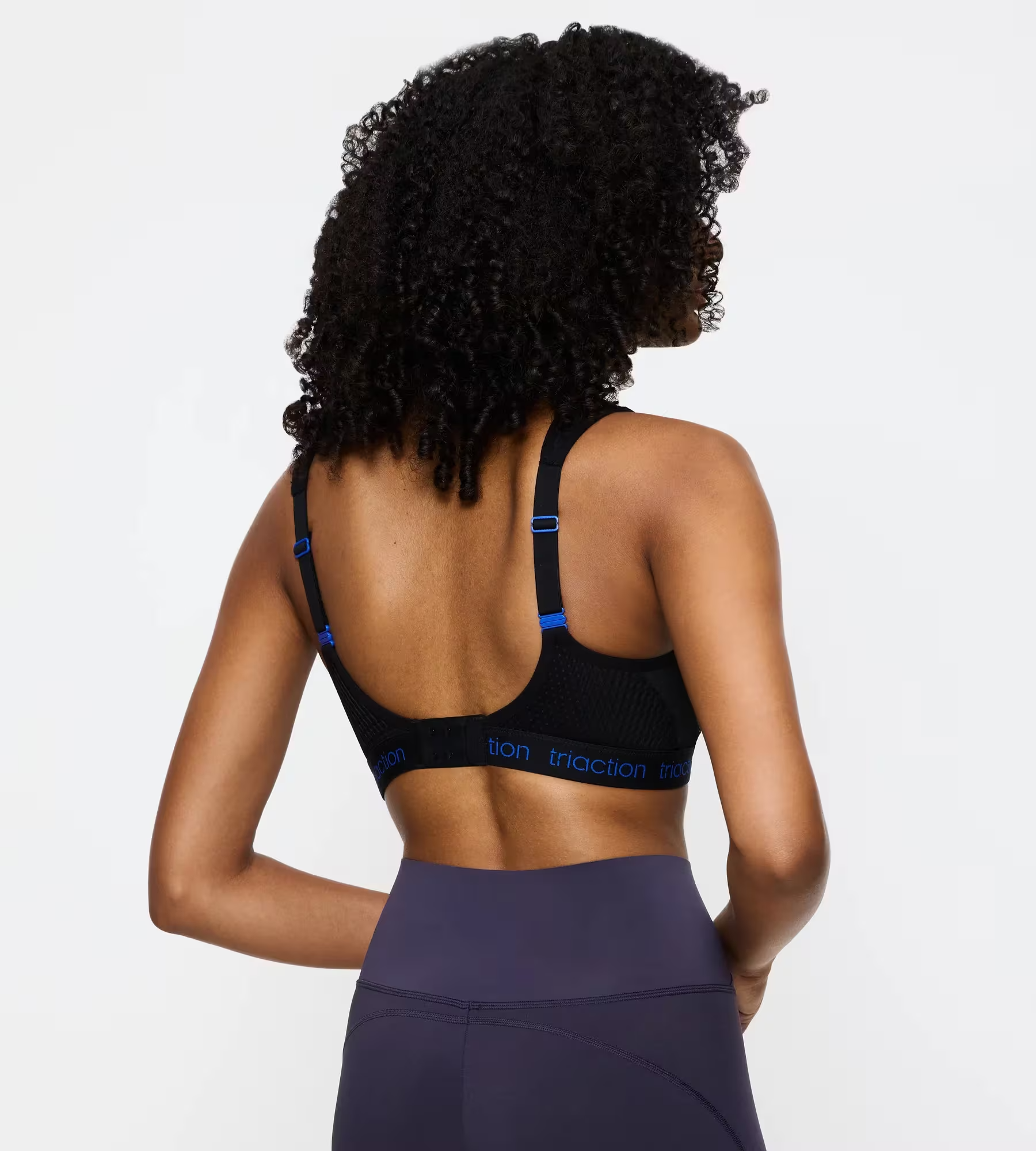 Lululemon black sports bra with blue trim in Triaction Energy Lite P EX