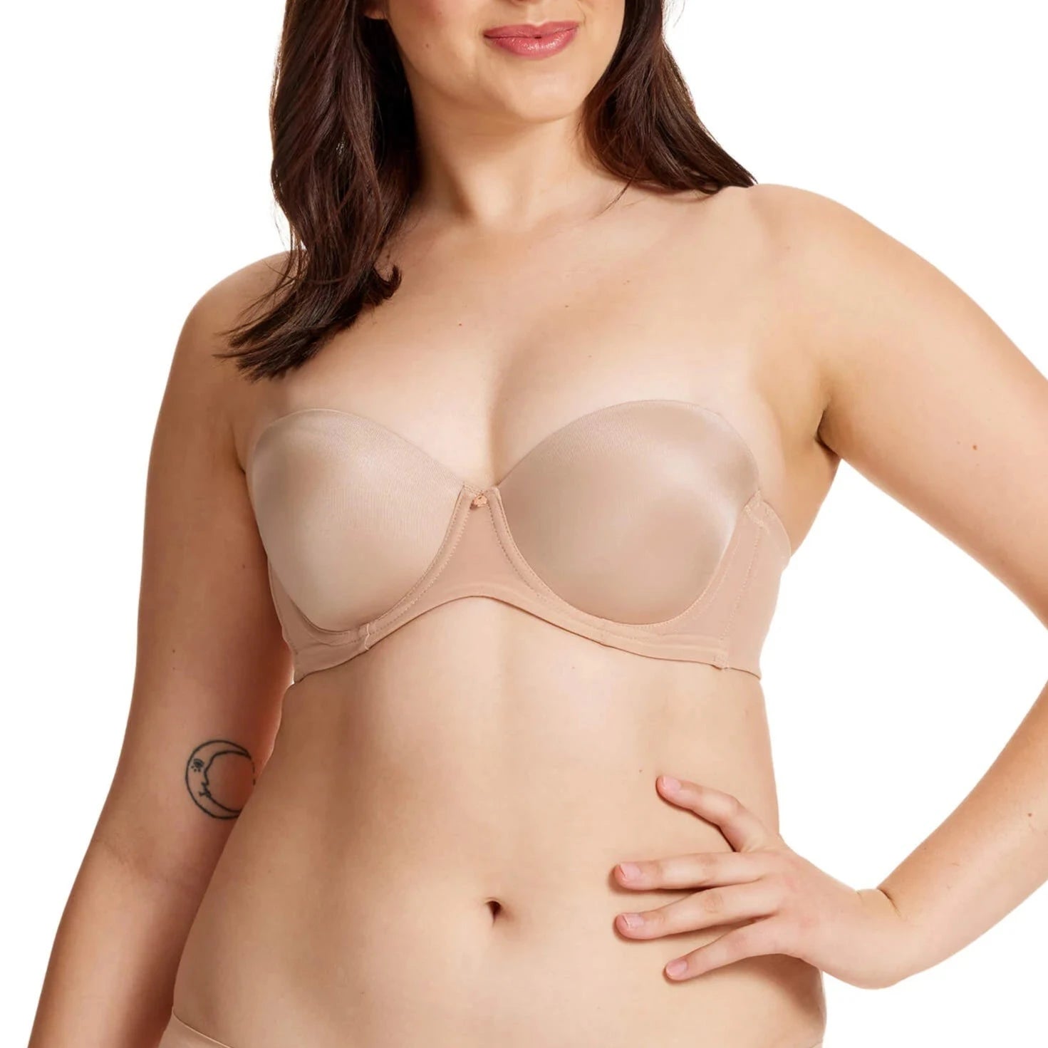  Fine Lines Women's Memory Low Cut Strapless 4 Way Convertible  Bra MM017 32E Skin : Clothing, Shoes & Jewelry