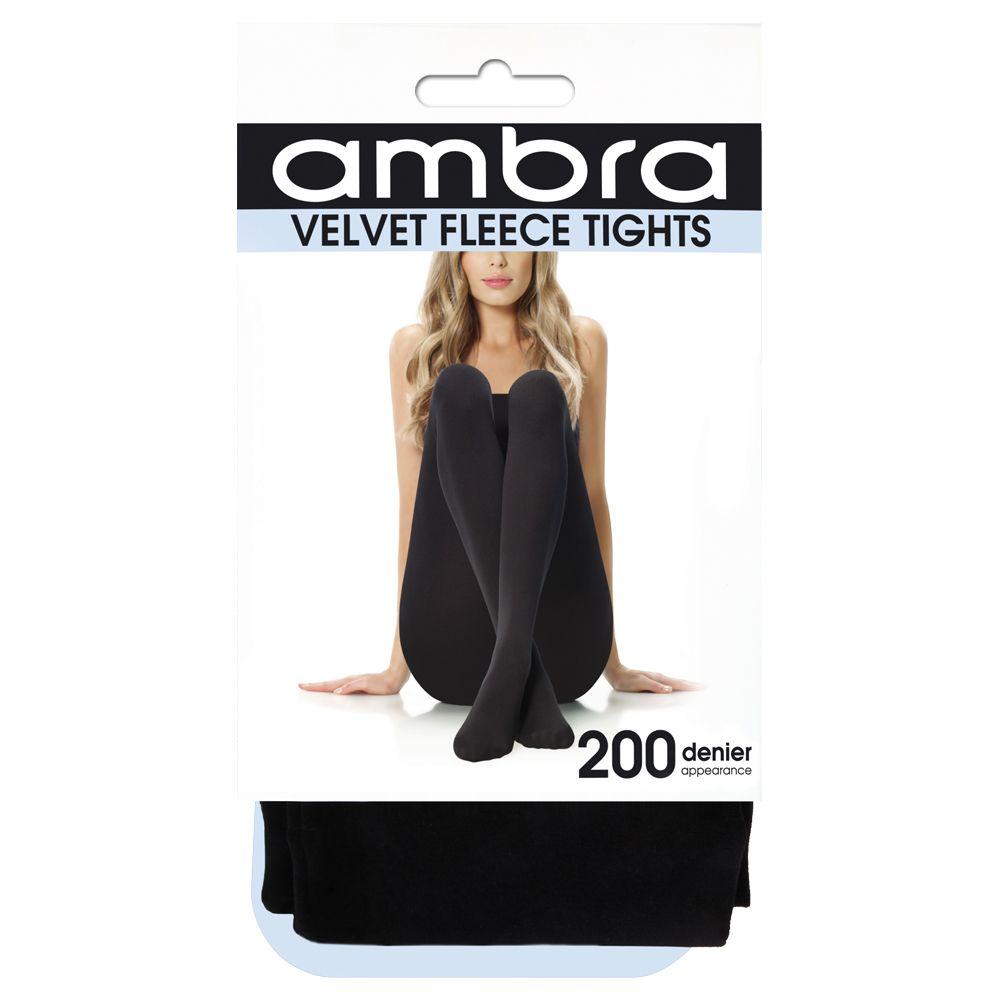 Ambra Velvet Fleece Tight AMVELFLCTI - Pantyhose Black / Medium  Available at Illusions Lingerie