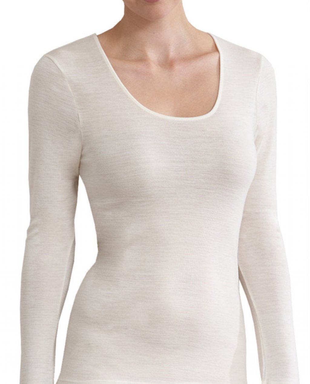 BaseLayers Thermal Underwear - Pure Merino Wool Long Sleeve B4401 - 3/4 & Long Sleeve Tops Ivory / 8 / XS  Available at Illusions Lingerie