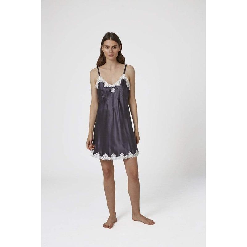 Silk Chemise With Pintucks and Lace