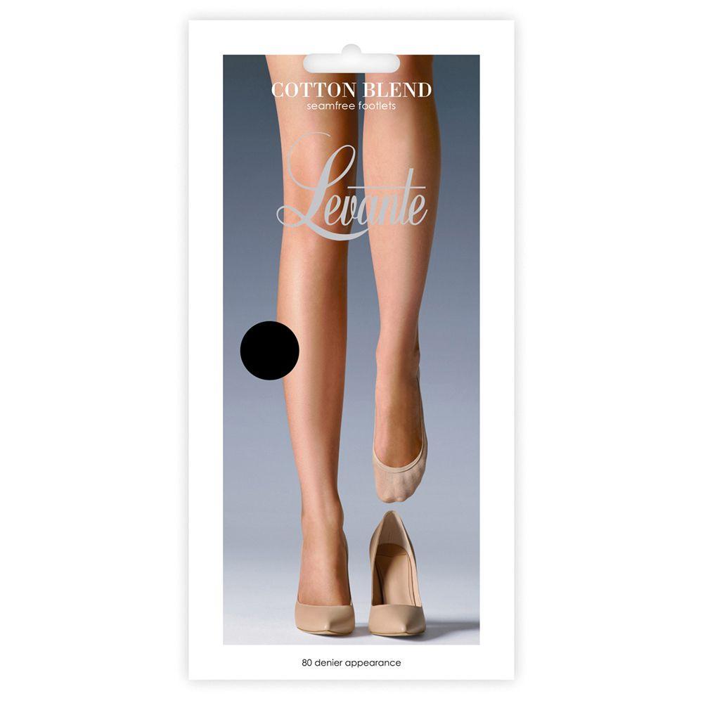 Levante Seam Free Cotton Footlet SFCOTFO - Knee Highs Black / Size 1  Available at Illusions Lingerie