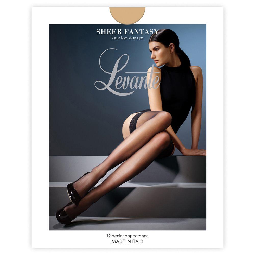 Levante Sheer Fantasy Stay Up SHRFSU - Pantyhose Nero / Medium  Available at Illusions Lingerie