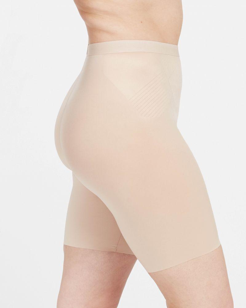 Spanx Oncore Open-bust Mid-thigh Bodysuit In Tan