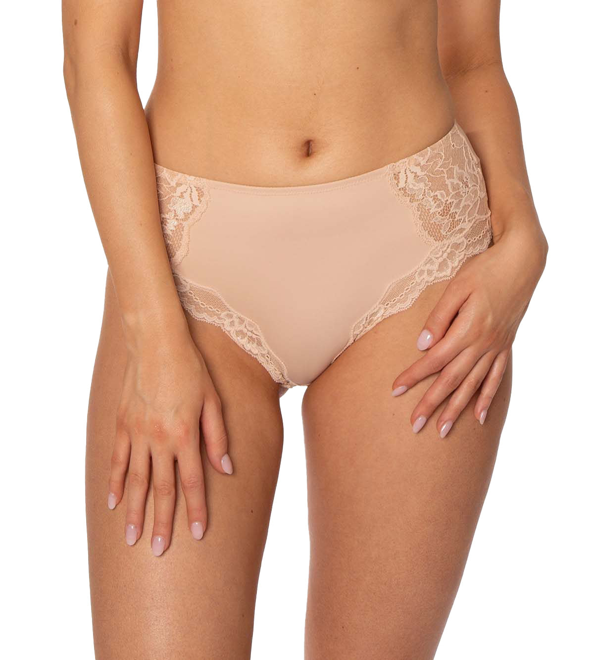 Bali S One Smooth U Comfort Indulgence Satin With Lace Brief Panty in Brown